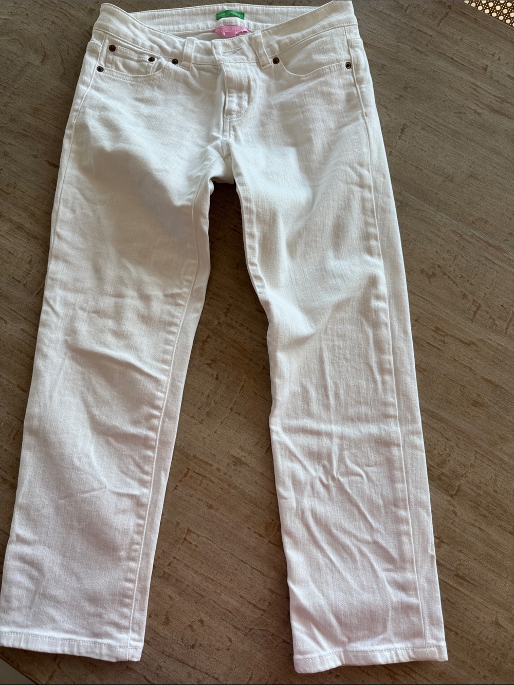 Lilly Pulitzer White Straight-Leg Jeans with Palm Tree detail